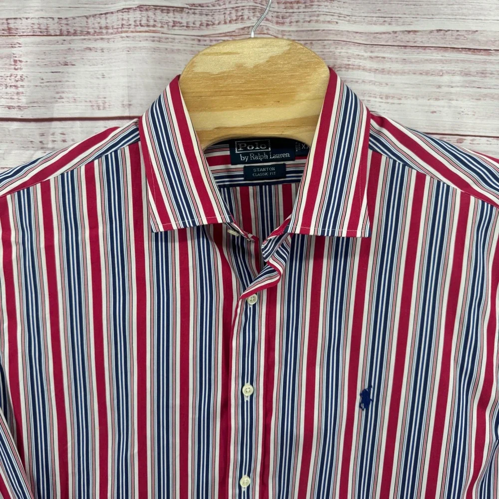 Polo Ralph‎ Lauren Stanton Shirt Mens 2XL Classic Fit  Striped Vintage Preppy